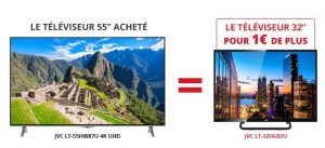 Smart TV 4K JVC 139 cm achetée = 1€ la TV 81cm 