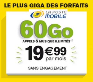 19,99€ le forfait 60Go La Poste Mobile 