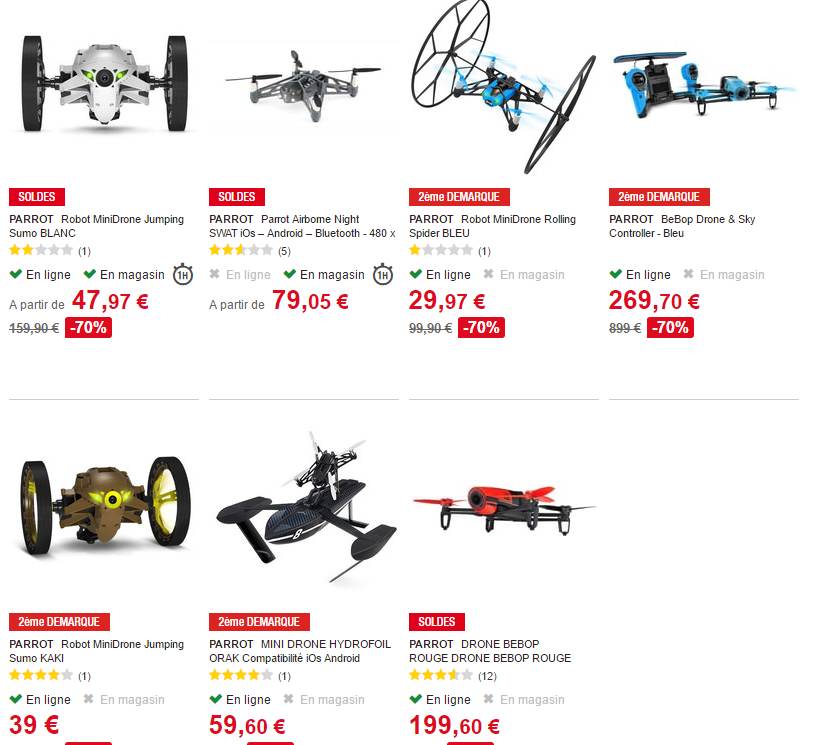 Drones Parrot à -70% dans la seconde démarque Auchan