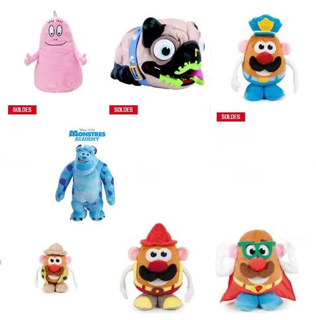 Soldes peluches pas chères : à partir de 4€ (Mr Patate, Disney, Barbapapa…)