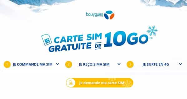 Carte SIM avec 10 Go en 4G Bouygues Telecom GRATUITE