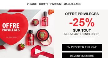 Offre Saint Valentin The Body Shop ! -25% sur tout