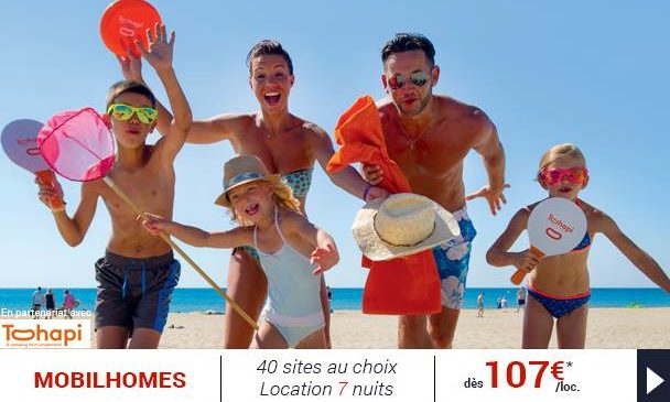 semaine en Mobilhomes dès 107€ en France, Espagne, Italie