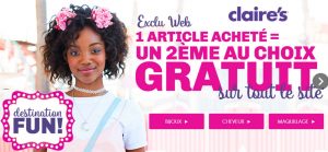 1 article acheté deuxième gratuit Claire’s