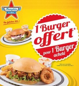 Memphis Coffee 1 burger offert pour 1 acheté 