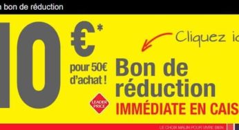 10€ de remise dans un magasin Leader Price dès 50€ d’achat