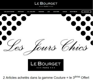 2 articles Couture Le Bourget achetés le 3ème gratuit
