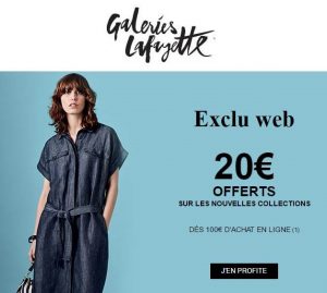 20€ remises sur les nouvelles collections sur Galeries Lafayette