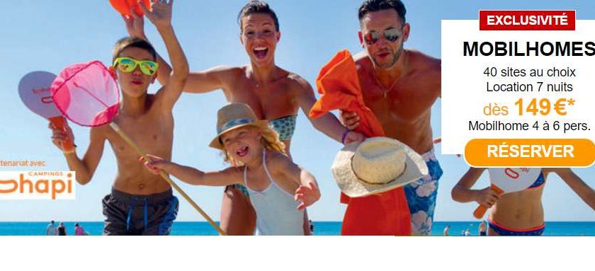 Bon plan Vacances 149 euros le séjour 7 nuits en Mobile-home