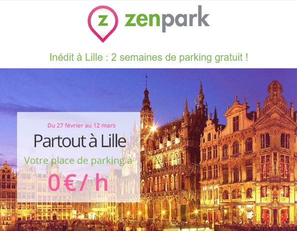 Parkings gratuits à Lille jusqu’au 12 mars (Parkings ZenPark) 🅿