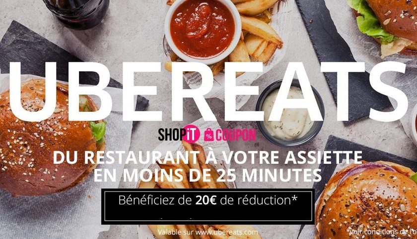 Coupon UberEATS : 20€ de remise