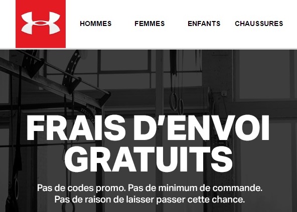 Livraison gratuite sur Under Armour sans minimum 