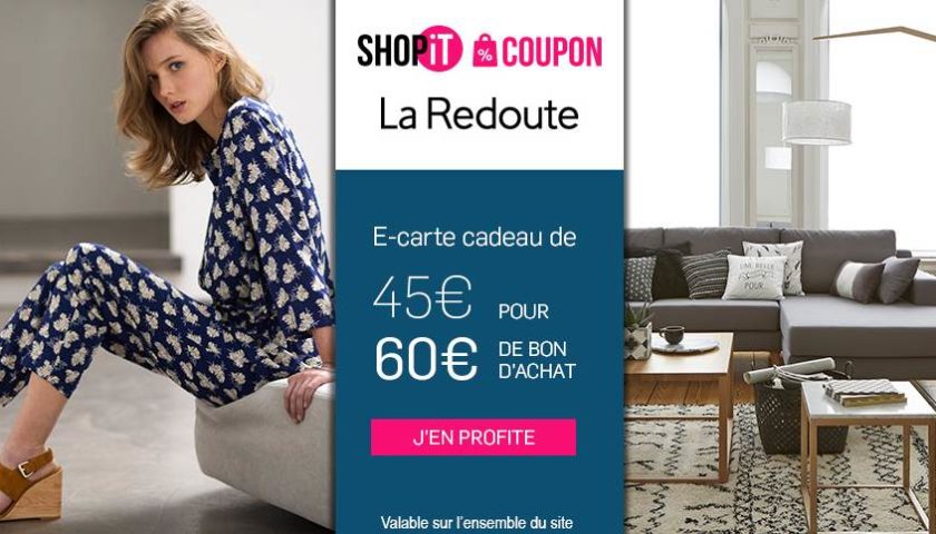 carte cadeau La Redoute 45€ les 60€ d’achats