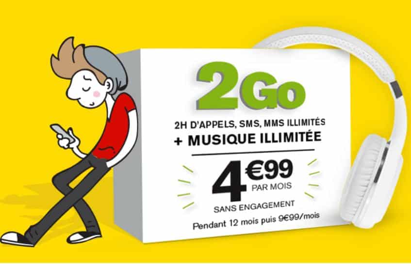 4,99€ le forfait La Poste Mobile 2Go, musique illimitée, 2h appel, SMS/MMS illimités