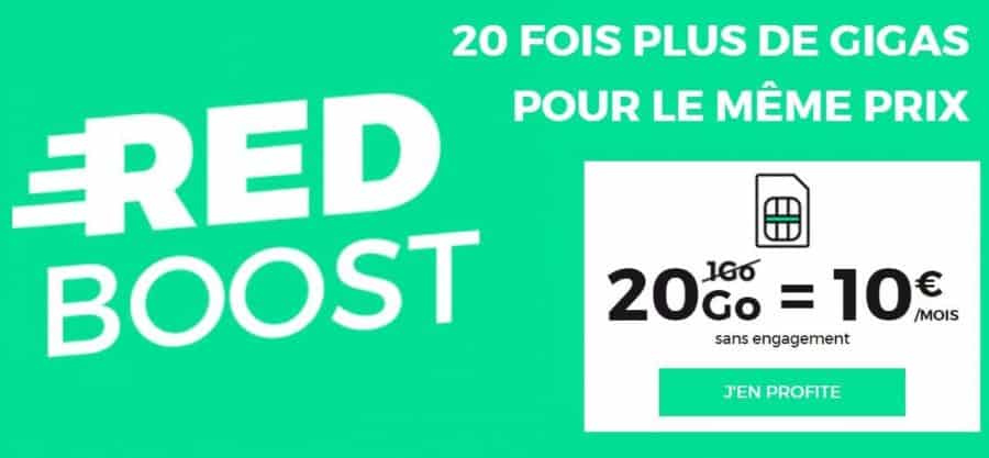 20Go au lieu de 1Go le forfait RED illimité de 10€ avec appels, SMS et MMS en France sans engagement