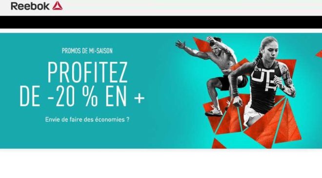 20% en plus Outlet Reebok