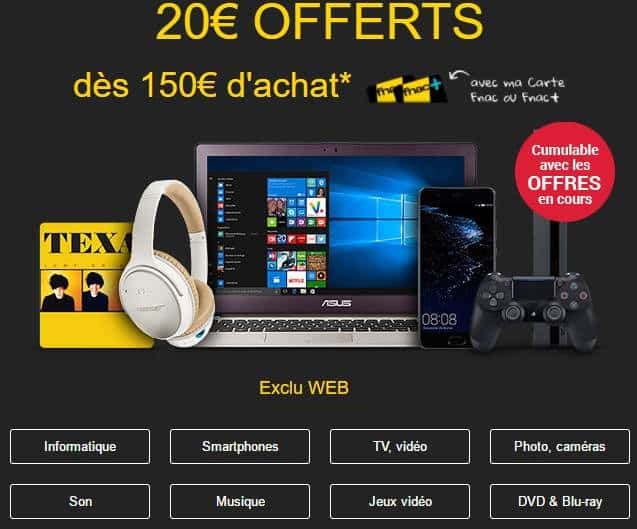 20€ offerts sur FNAC 