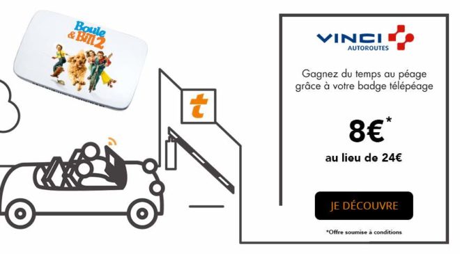 Badge Télépéage Vinci à 8€ l’année au lieu de 24€