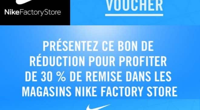 Coupon Nike Factory Store : 30% supplémentaire 