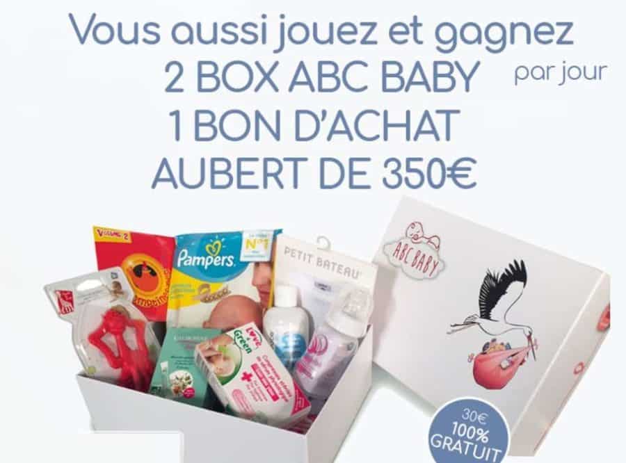 Gagnez une Box ABC BABY et chèque cadeau Aubert de 350€ (concours)