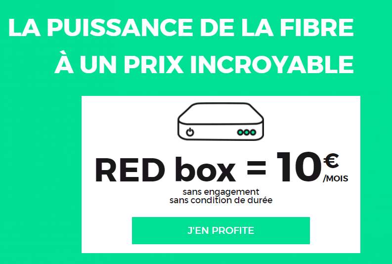 RED box SFR fibre : 10€/mois internet + appel + presse (TV +2€) sans engagement au lieu 19,9€