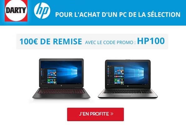100€ de remise immédiate sur 30 ordinateurs HP (portable, bureau, hybride) sur Darty
