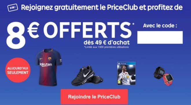 49€ d’achats sur Priceminister = 8€ de remise immédiate