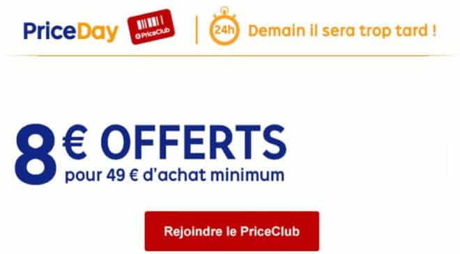 49€ d’achats sur Priceminister = 8€ de remise immédiate