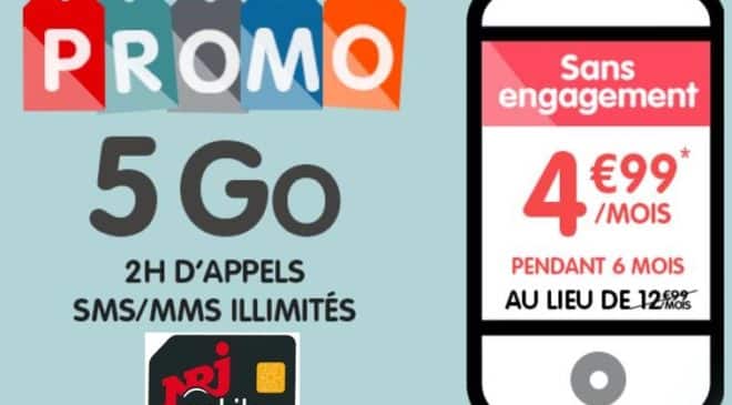 Forfait NRJ Mobile 5Go à 4,99€