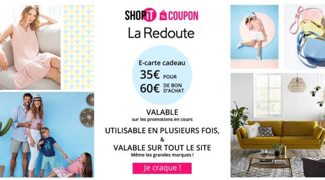 Seulement 35€ la E-carte La Redoute de 60€