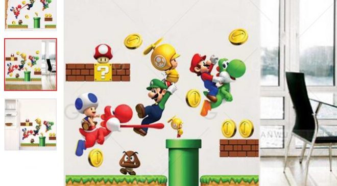Sticker mural Mario, Luigi… à seulement 3,66€ 