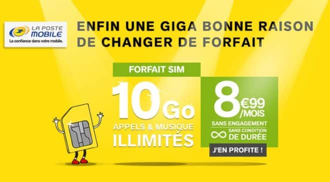 Vente privée forfait La Poste Mobile 10go