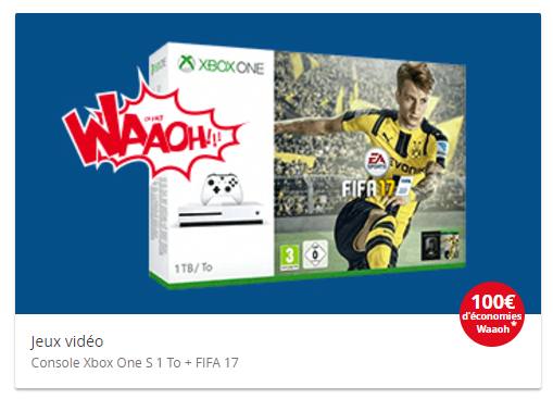 Xbox One S 500Go FIFA 17 qui revient à moins de 200€ (100€ de crédit Auchan) / version 1TO 249€