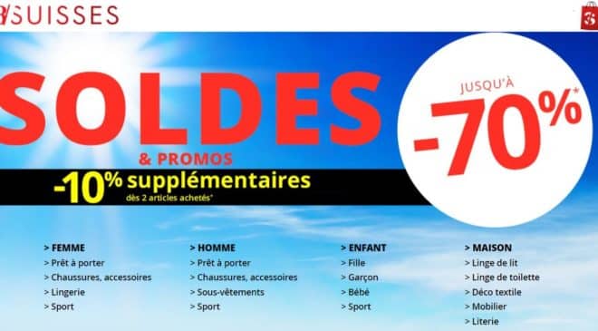 10% en plus sur les Soldes 3 Suisses