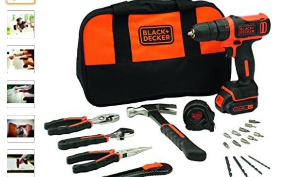 Perceuse-visseuse Black &Decker + 20 outils pas cher