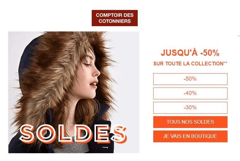 Lancement des soldes Comptoir des Cotonniers = -10% en plus jusqu’à midi !