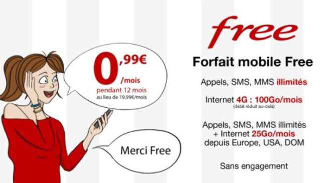 Vente privée forfait Free mobile 100Go