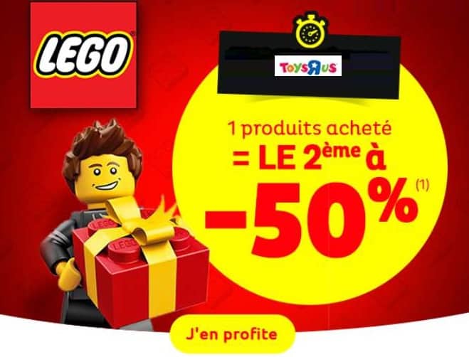 1 Lego acheté = la seconde boite à moitié prix sur Toys’R US