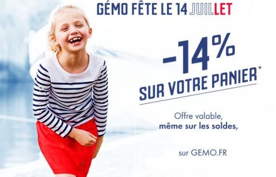 14% de remise sur tout Gemo