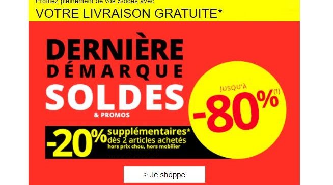 Remise de 20% en plus sur la dernière démarque 3Suisses