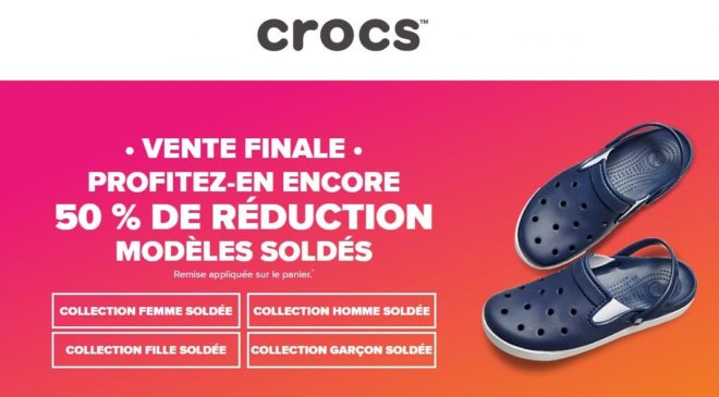 50% supplementaire sur les soldes Crocs