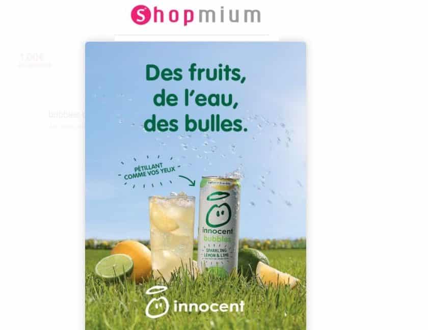 Boisson Innocent Bubbles 1€ remboursé