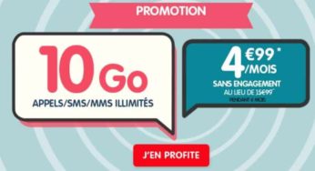 Forfait 10Go NRJ Mobile 4,99€ appels/SMS/MMS illimités sans engagement (pendant 6 mois)