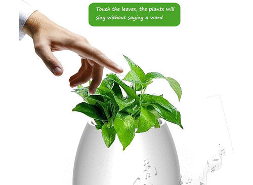 Pot pour plante enceinte Bluetooth et lumineux