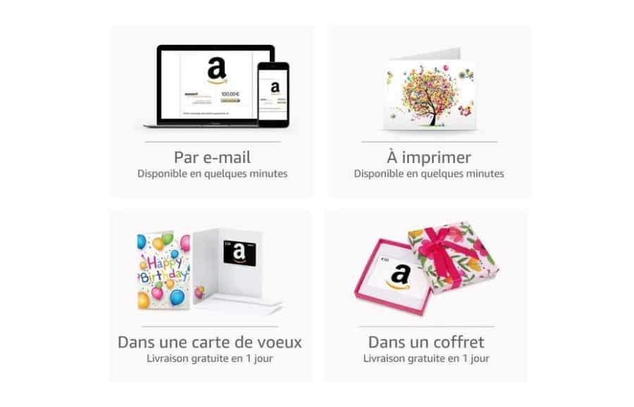 1 chèque-cadeau Amazon de 30€ acheté = 6€ valable sur Amazon