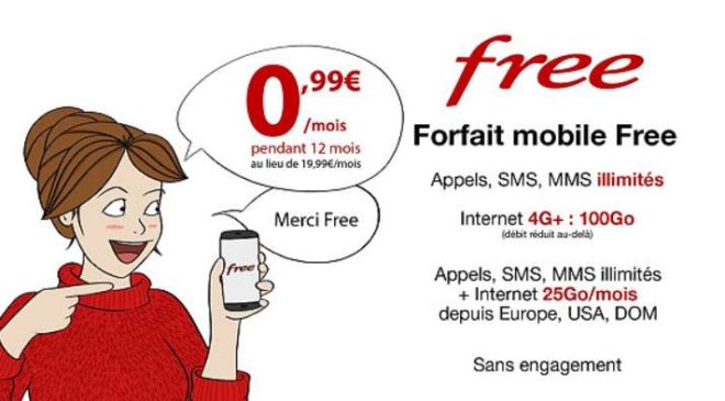 forfait Free mobile 100Go internet en vente privée