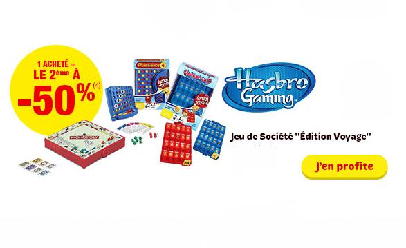 jeu de voyage Hasbro acheté = le second moitié prix 