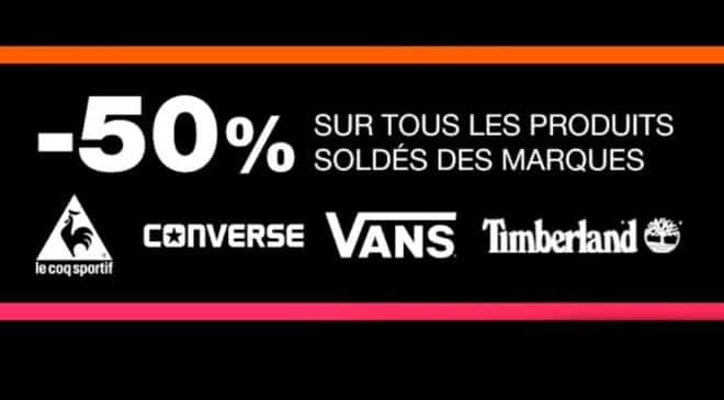 les articles Vans, Le Coq Sportif, Timberland et Converse soldés -50%