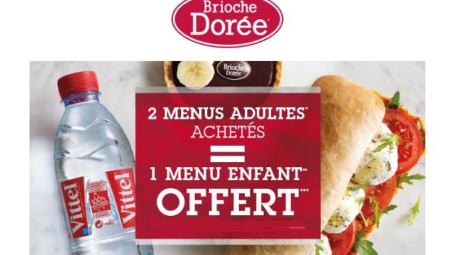 menu enfant Brioche Dorée gratuit pour 2 menus adultes achetés