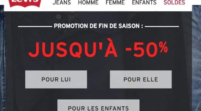 remise supplémentaires sur les Soldes Levi’s 